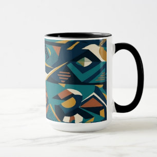 Taza Arte geométrico abstracto moderno - Naranja Teal R