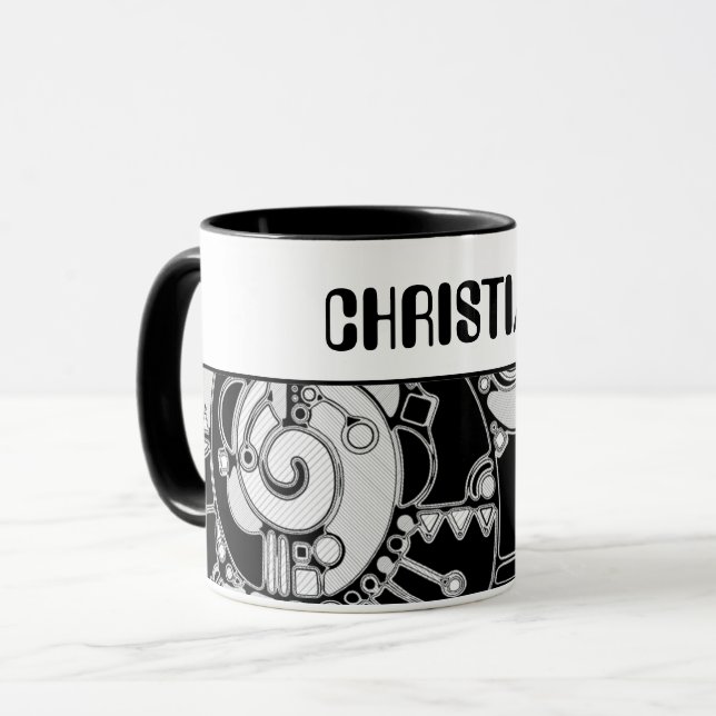 Taza Arte Geométrico Blanco Y Negro 4 (Anverso izquierdo)