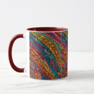 Taza Arte geométrico dinámico en tonos vibrantes