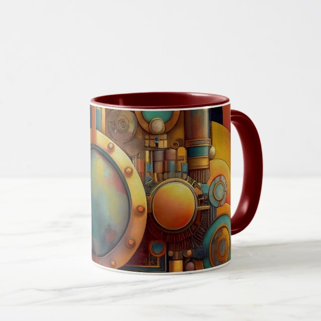 Taza Arte geométrico industrial steampunk (Anverso derecho)