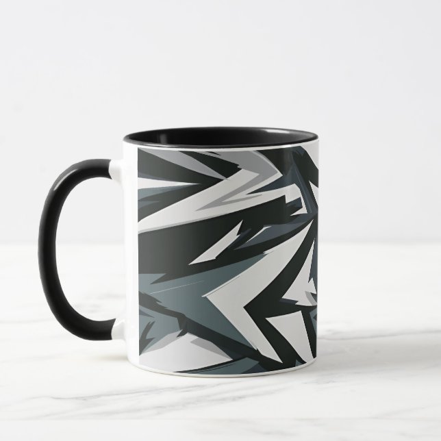 Taza Arte geométrico monocromo dinámico (Izquierda)