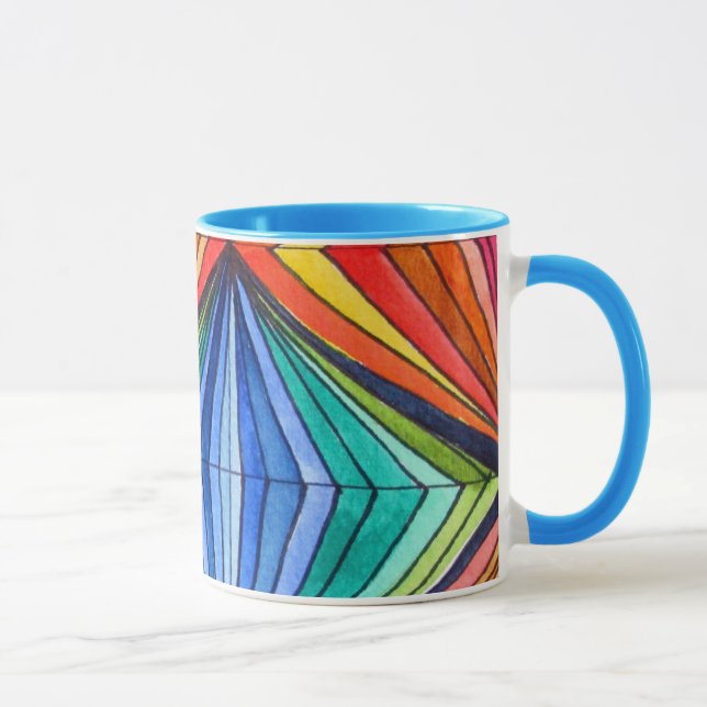 Taza Arte geométrico óptico arcoiris (Derecha)