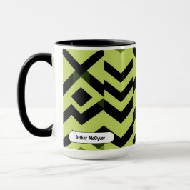 Taza Arte geométrico Wasabi Blanco Negro