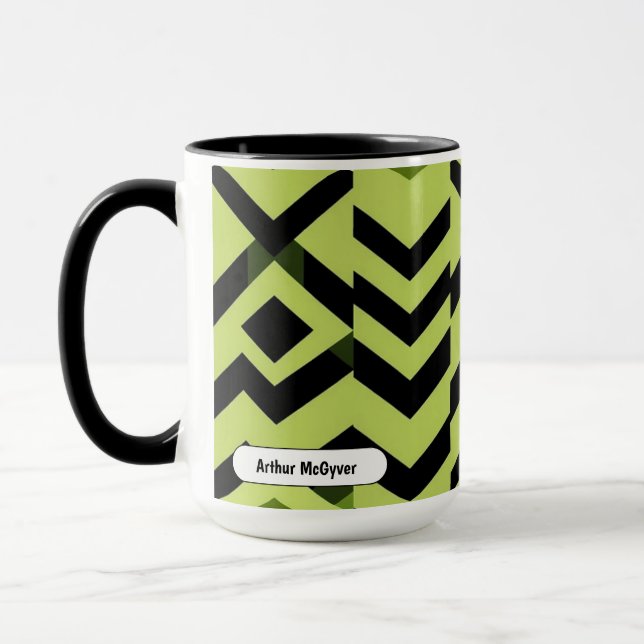Taza Arte geométrico Wasabi Blanco Negro (Izquierda)