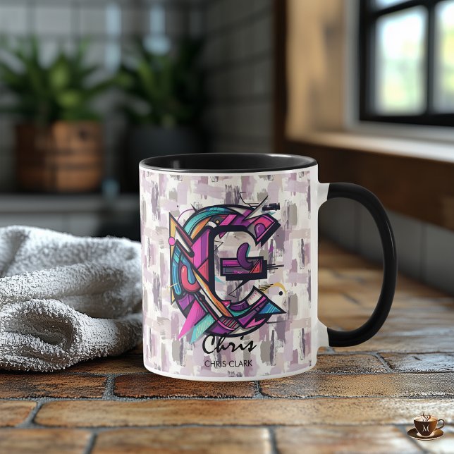 Taza Arte gráfico abstracto contemporáneo de la letra C (Subido por el creador)