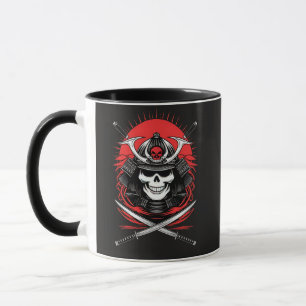 Taza Arte Guerrero del Sol Naciente Cráneo de Samurái