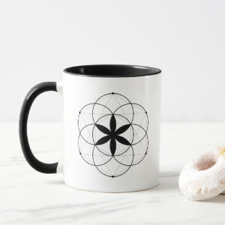 Taza Arte lineal de la Semilla de la Vida de Geometría