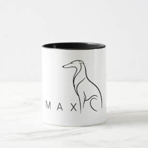 Taza Arte minimalista de Borzoi Personalizado de una