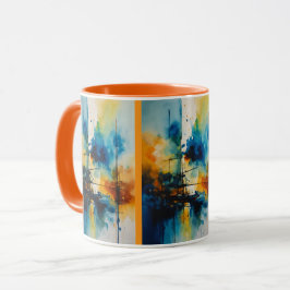 Taza Arte moderno | Diseño cinemático azul y Naranja
