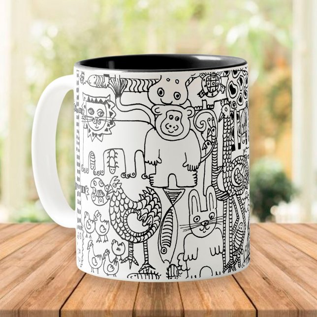 Taza Arte moderno en blanco y negro de animales salvaje (Subido por el creador)
