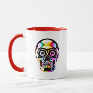 Taza Arte Moderno Neon Holográfico de Cráneo