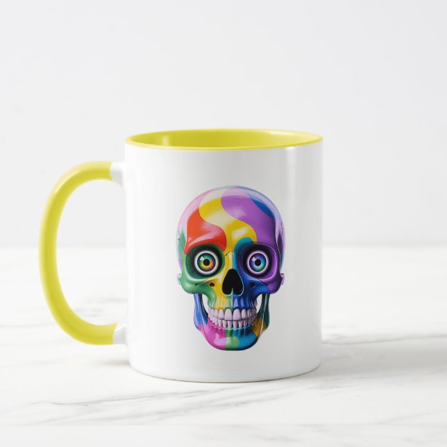 Taza Arte moderno psicodélico de arcoíris de cráneo (Izquierda)