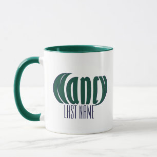 Taza Arte "Nancy" personalizado, verde cazador y azul m
