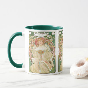 Taza Arte Nouveau antiguo, Champenois por Alphonse Much