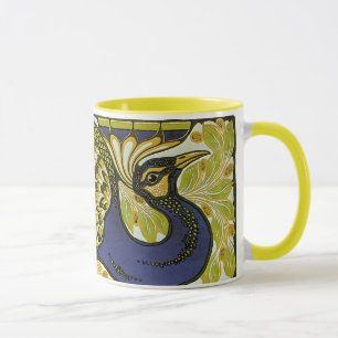 Taza Arte Nouveau Antiguo, Pluma de Pavo Real de Macmil