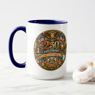 Taza Arte Nouveau Retro 250 Aniversario de EE. UU.