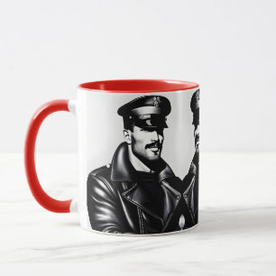 Taza Arte oficial icónico de Daddy Biker de cuero gay L