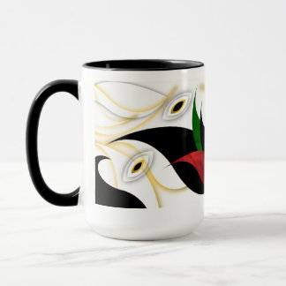 Taza Arte ornamental abstracto negro, dorado, rojo y ve