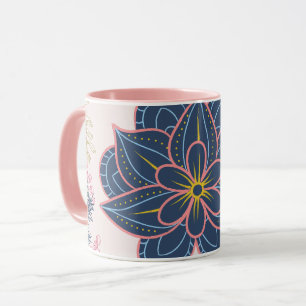 Taza Arte Paisley, gráfico azul y púrpura