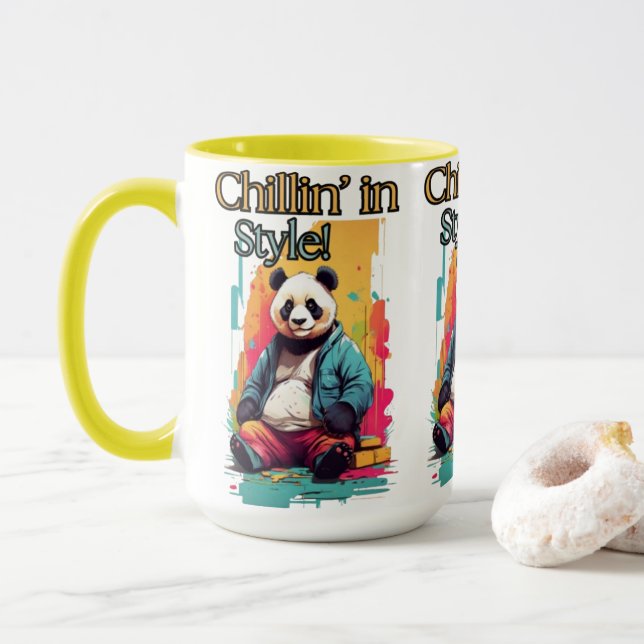 Taza Arte Panda de moda | Diversión y capricho (Con donut)