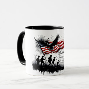 Taza Arte Patriótico del 4 de Julio con Bandera y Solda