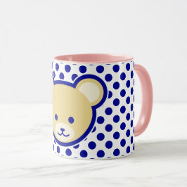 Taza Arte Personalizado de osito de peluche azul beige 