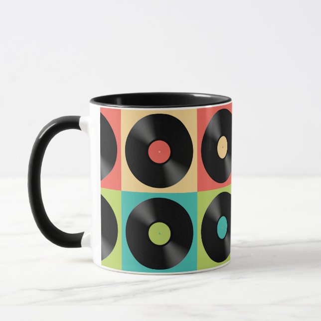 Taza Arte pop del disco de vinilo retro (Izquierda)