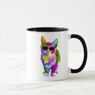 Taza Arte pop gato genial gato kitty cat arte