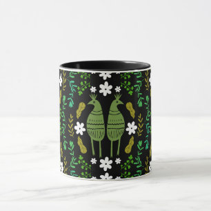 Taza Arte popular de aves de naturaleza rústica ingenua