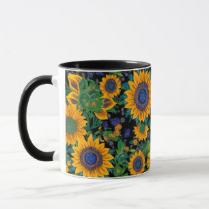 Taza Arte popular ucraniano de Petrikivka. Girasoles fl