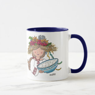 Taza Arte popular ucraniano del chica de Perogie Pyrohy