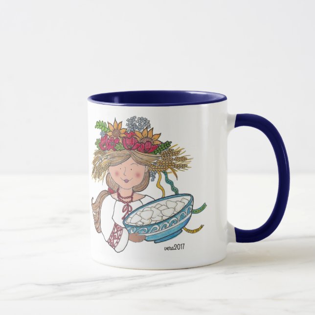 Taza Arte popular ucraniano del chica de Perogie Pyrohy (Derecha)