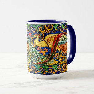Taza Arte Retro Nouveau Friso de Pavos Reales por Walte