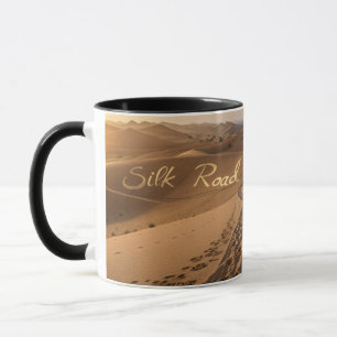 Taza Arte tipográfico del paisaje desértico de la Ruta