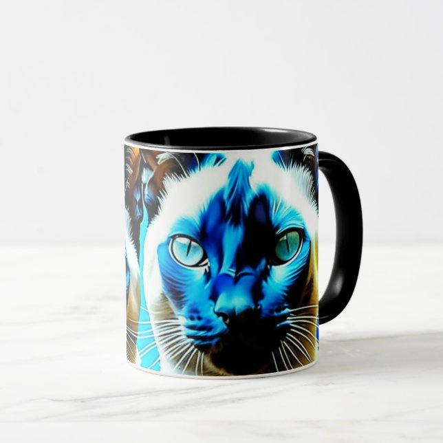 Taza Arte único de gatos siameses (Anverso derecho)