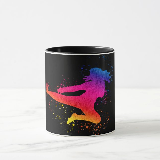 Taza Artes marciales femeninas, alta patada, pinta (Centro)