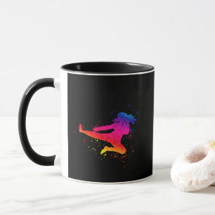 Taza Artes marciales femeninas, alta patada, pinta