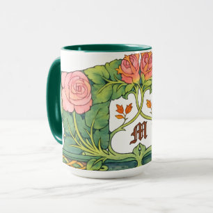 Taza Artes y Oficios Retro o Friso Floral Craftsman