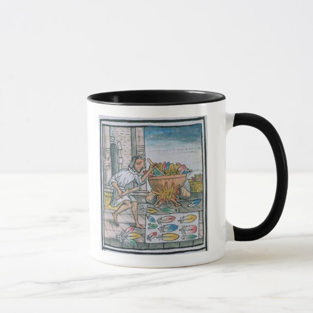 Taza Artesanos aztecas que teñen plumas (Derecha)