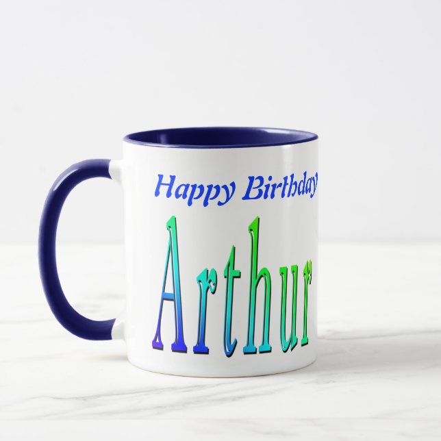 Taza Arthur, Happy Birthday Logo Blue Combo Coffee Mug. (Izquierda)