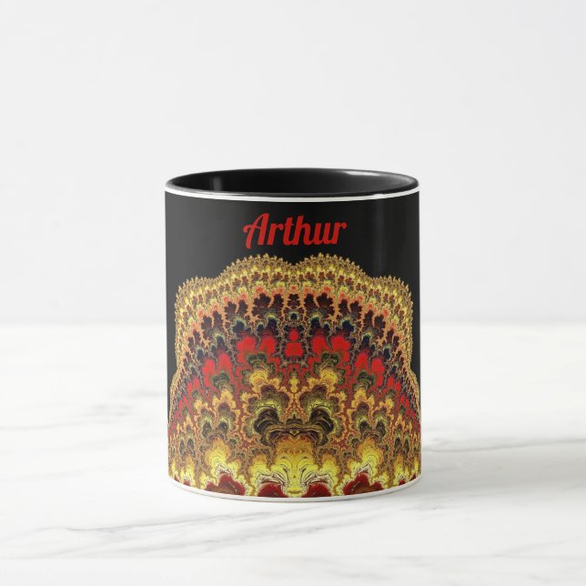 Taza ARTHUR ~ Zany Pattern ~ rojo amarillo y negro (Centro)