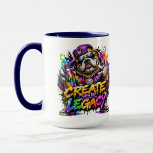 Taza Artista de grafiti de Bulldog crea arte callejero