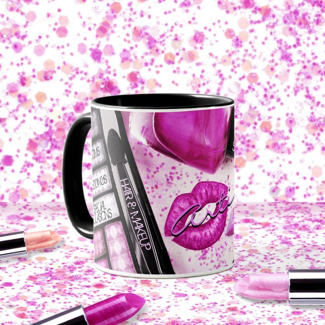 Taza Artista de maquillaje pintalabios rosados Kiss Sal (Subido por el creador)