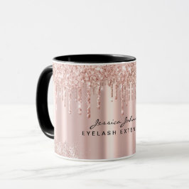 Taza Artista de Maquillaje Rose Gold Glitter Drips Pers