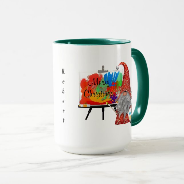 Taza Artista Gnome de vacaciones personalizado (Anverso derecho)