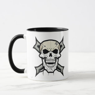 Taza Artista llamativo: Calavera y huesos cruzados"