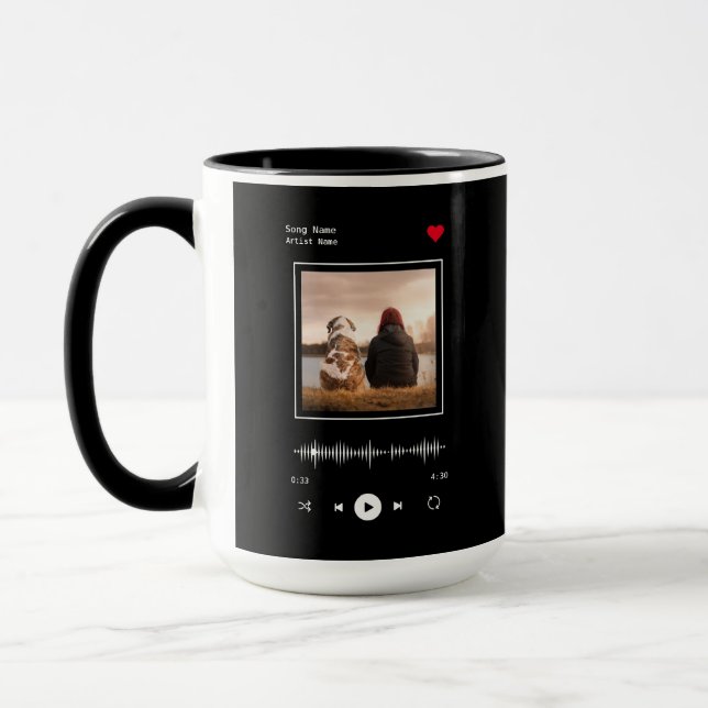 Taza Artista musical y canción foto personalizada (Izquierda)
