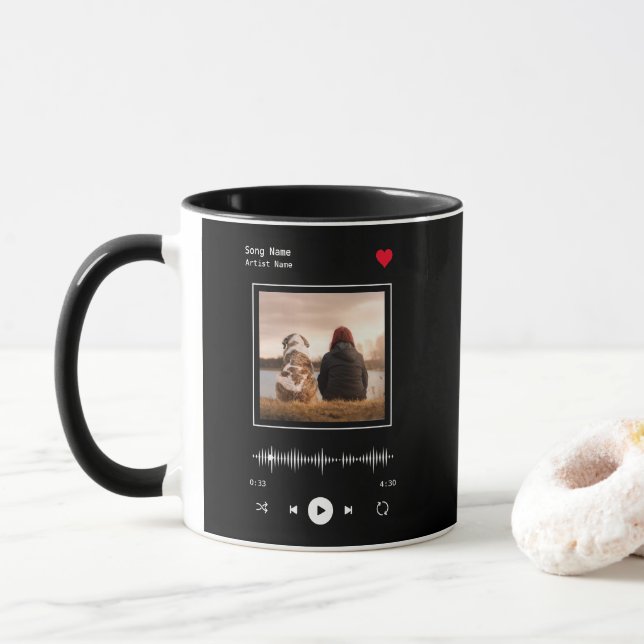 Taza Artista musical y canción foto personalizada (Con donut)