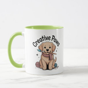 Taza Artista Perro Marrón Adorable Cepillo de Hilo Pata