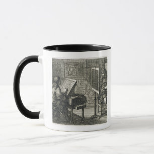 Taza Artista que pinta un retrato sobre una rejilla